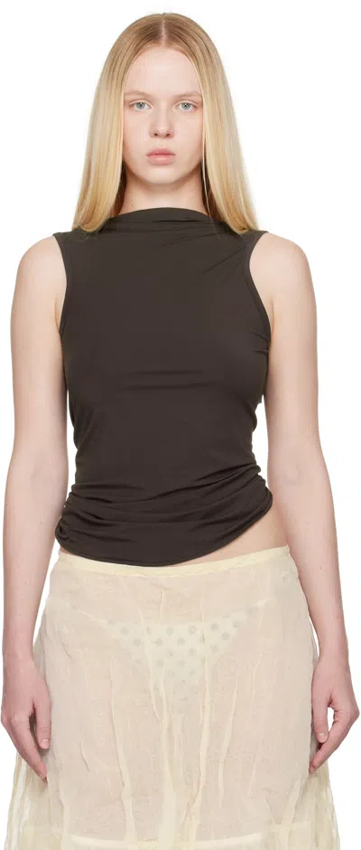 Paloma Wool Duli Asymmetrical Sleeveless Top In Brown