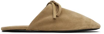 Marie Adam-leenaerdt Beige Bow Suede Slippers In Brown