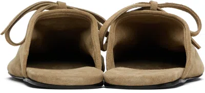 Marie Adam-leenaerdt Beige Bow Suede Slippers In Brown