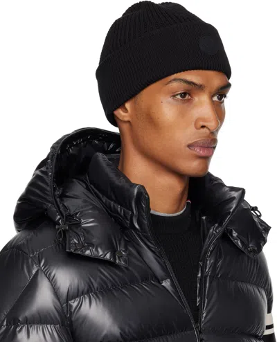 Moncler Black Logo Cotton Beanie