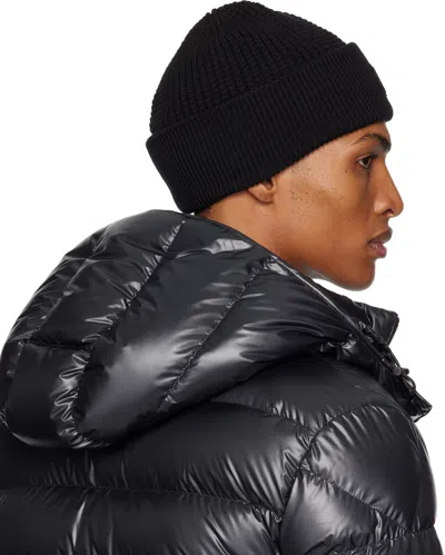 Moncler Black Logo Cotton Beanie