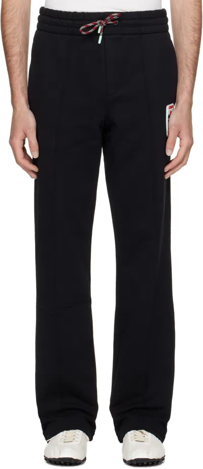 Casablanca "sunset Valley" Rubber Patch Open Hem Jogger In Black