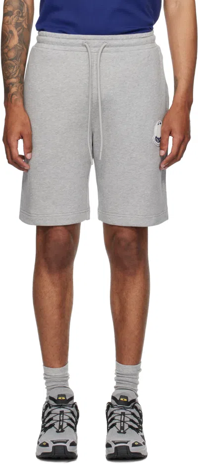 Moncler Gray Logo Patch Cotton Shorts In Gray