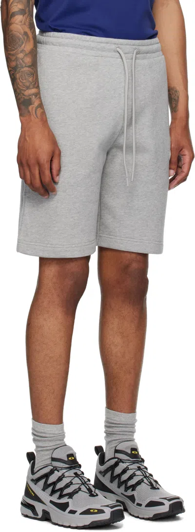 Moncler Gray Logo Patch Cotton Shorts In Gray