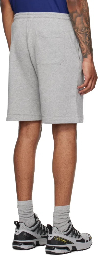 Moncler Gray Logo Patch Cotton Shorts In Gray