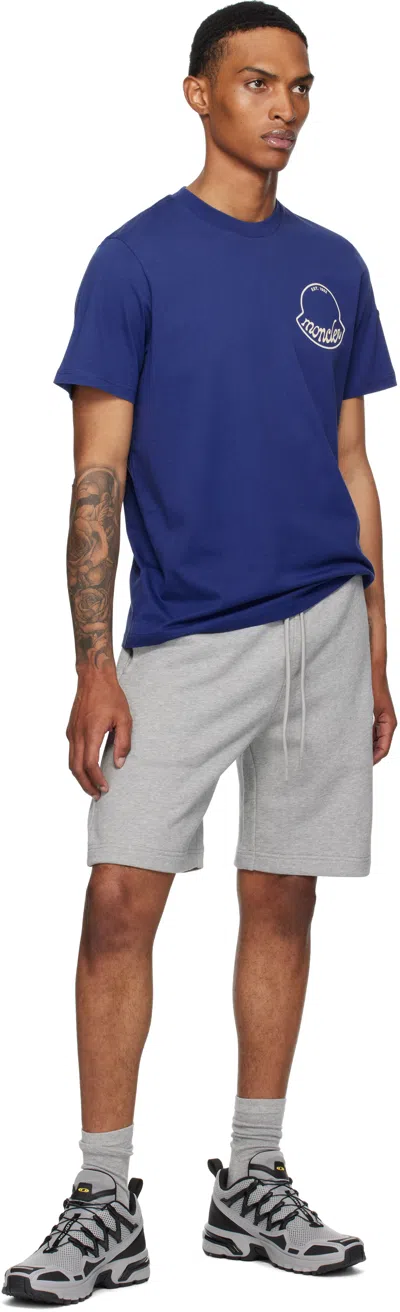 Moncler Gray Logo Patch Cotton Shorts In Gray