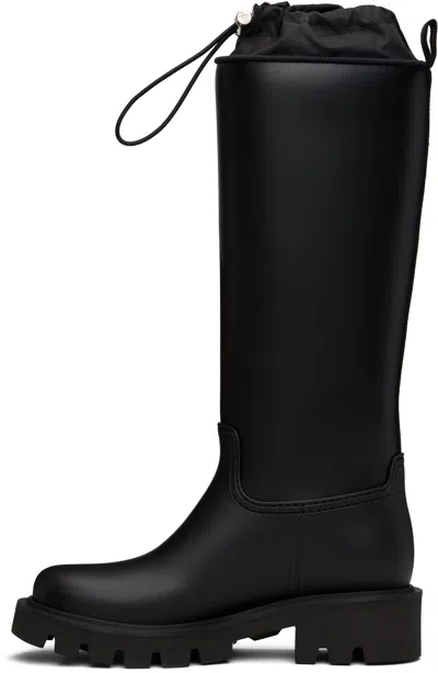 Moncler Rubber Kickstream Boots With Drawstring In Black