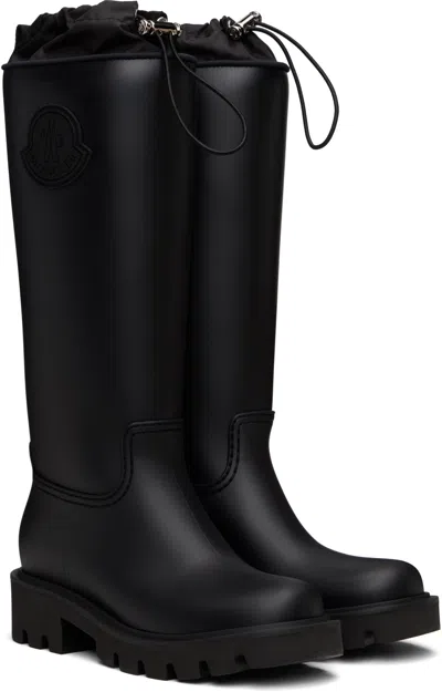 Moncler Rubber Kickstream Boots With Drawstring In Black