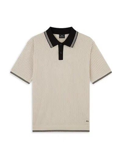 Ps By Paul Smith Knit Polo Sweater In Neutral