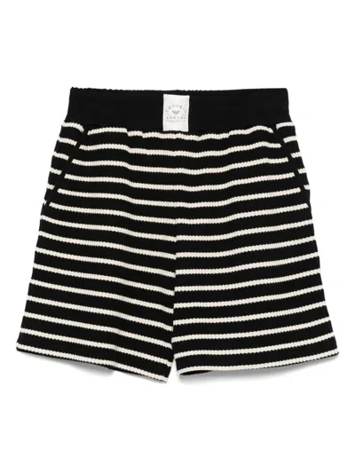 Emporio Armani Ribbed Texture Elasticated Waistband Shorts In Black