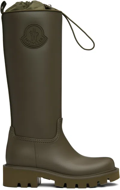 Moncler Khaki Kickstream High Rain Tall Boots In Green