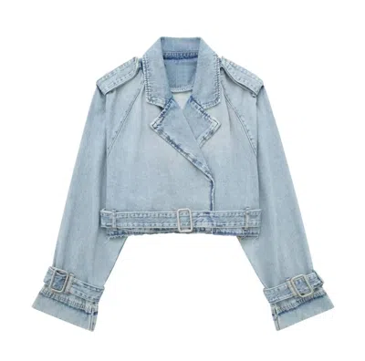 Sj Style Women's Cropped Jean Jacket In Blue