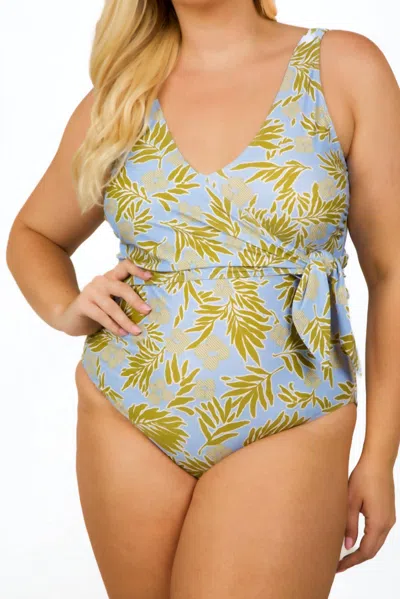 Tanya Taylor Kelly Wrap One-piece - Plus In Horizon Blue Multi In Multi