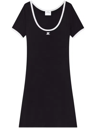 Courrèges Signature Contrast T-shirt In Black