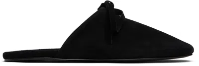 Marie Adam-leenaerdt Black Bow Suede Slippers