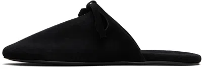 Marie Adam-leenaerdt Black Bow Suede Slippers