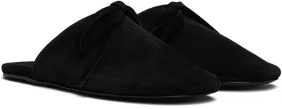 Marie Adam-leenaerdt Black Bow Suede Slippers