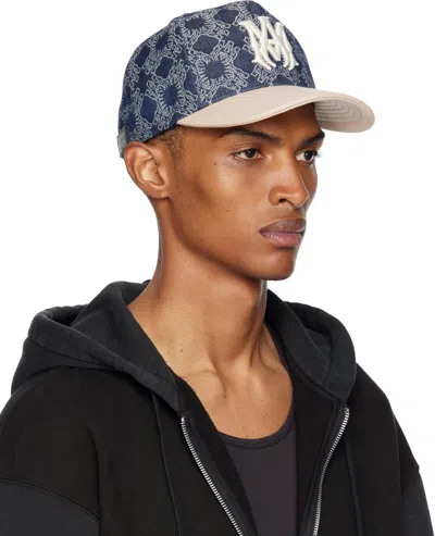 Amiri Men's Denim Ma Quad Baseball Cap With Leather Bill In Blue