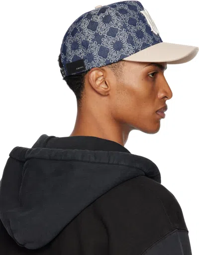 Amiri Men's Denim Ma Quad Baseball Cap With Leather Bill In Blue