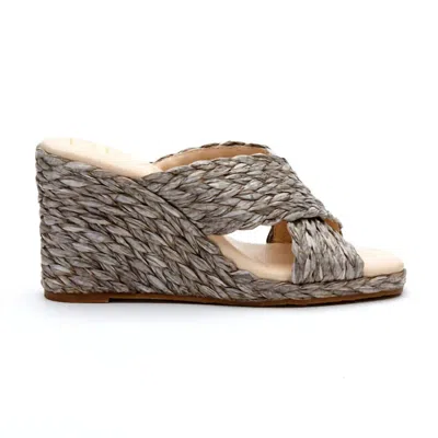 Beach By Matisse Women's Raffia Cross Bondi Wedge Sandal In Gray/beige