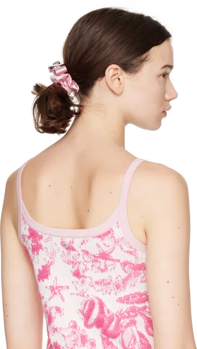 Versace Pink Gianni Ribbon Scrunchie In Pink