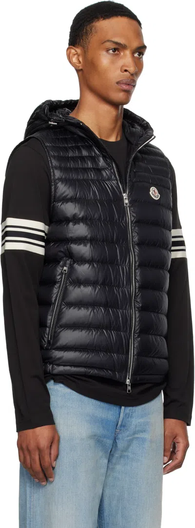 Moncler Black Orant Hooded Down Vest In Black