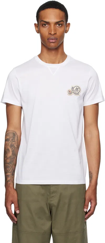 Moncler T-shirt With Double Logo Patches In White