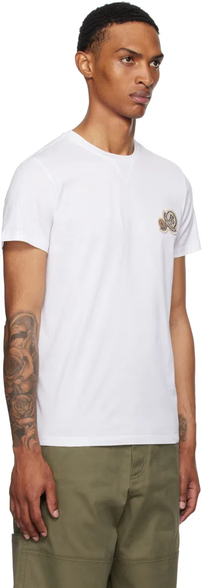 Moncler T-shirt With Double Logo Patches In White