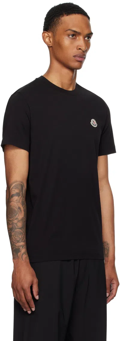 Moncler Three-pack Black Logo Patch Cotton T-shirts