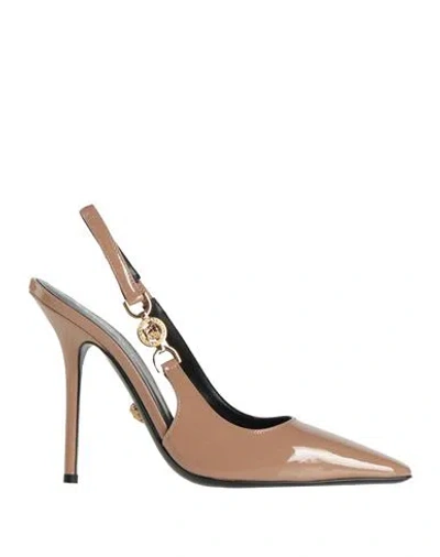 Versace Woman Pumps Light Brown Size 6 Calfskin In Neutral