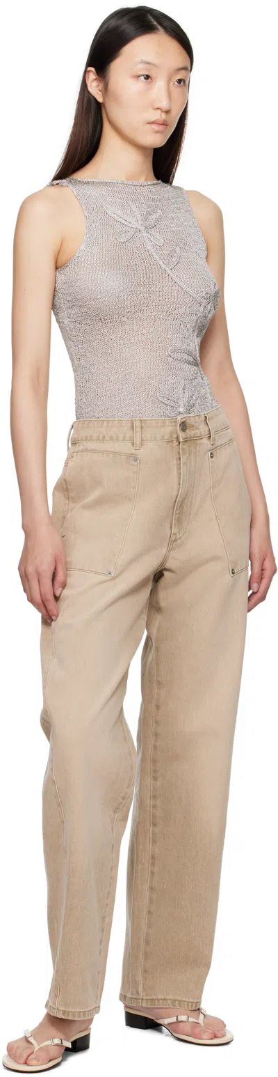Paloma Wool Floral-embroidered Knitted Top In Gray