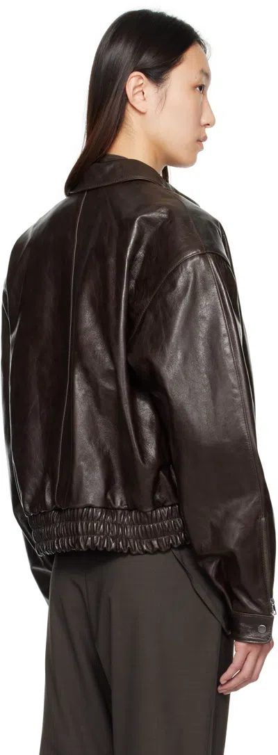 Paloma Wool Brown Mini Lora Leather Jacket In Brown
