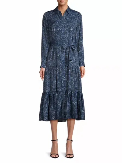 Kobi Halperin Montanna Leopard Midi Dress In Sea Blue Multi