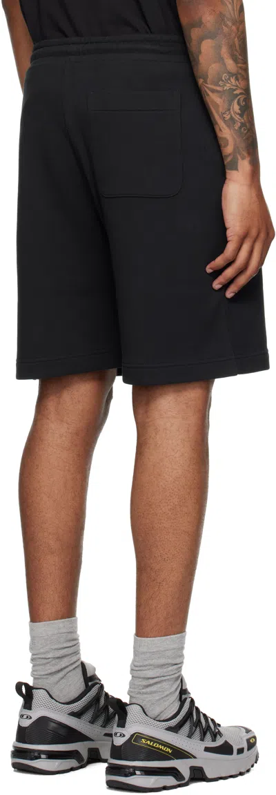 Moncler Black Logo Patch Cotton Shorts In Black