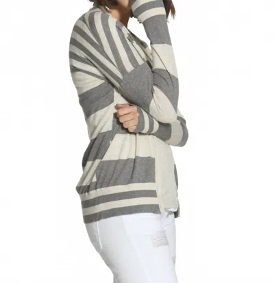 Label+thread Women's Striped Cotton Cardigan In Grey/ecru In Gray
