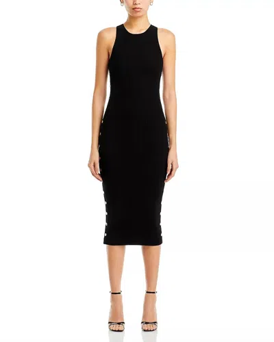 Alice And Olivia Lalita Side Snap Midi Dress In Black In Black
