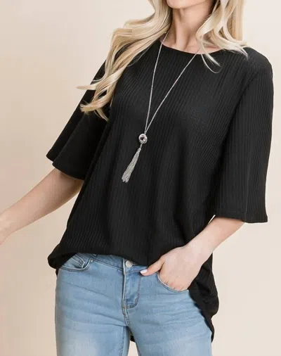 Bombom Waffle Knit Top In Black In Black
