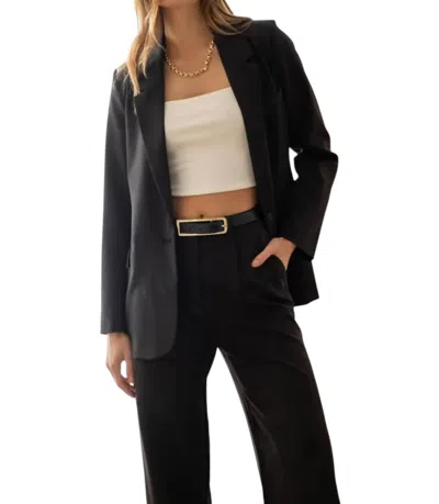 The Workshop Solid Long Sleeve Blazer In Black