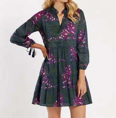 Jude Connally Monaco Midi Dress In Grand Tiger Navy Gold In Green