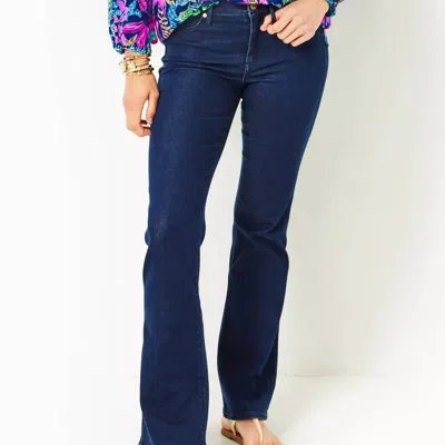 Lilly Pulitzer South Ocean High Rise Boot Cut Jeans In Cosmic Wash In Blue