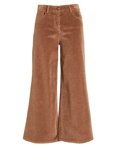 Via Masini 80 Woman Pants Camel Size 4 Cotton, Modal, Elastane In Brown