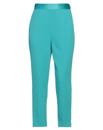 Vicolo Woman Pants Turquoise Size M Polyester, Elastane, Acetate, Viscose In Green