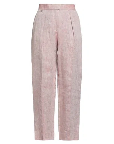 Agnona Woman Pants Red Size 10 Hemp, Linen In Pink