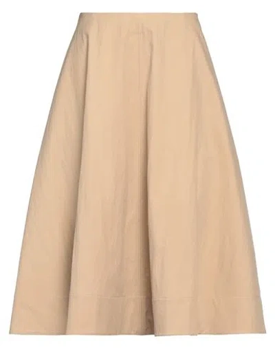 Khaite Woman Midi Skirt Sand Size 2 Cotton, Polyamide In Brown