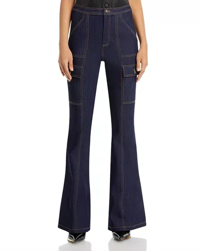 Cinq À Sept Maurice High-rise Stretch Flare Cargo Jeans In Indigo In Blue