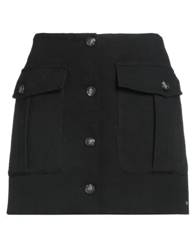 Sportmax Woman Mini Skirt Black Size 6 Virgin Wool, Linen, Polyamide