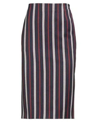 Thom Browne Woman Midi Skirt Navy Size 2 Wool, Cotton In Blue