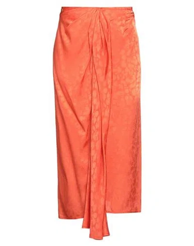 Manila Grace Woman Midi Skirt Orange Size 6 Acetate, Silk In Orange