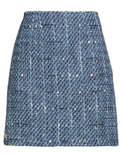 Manila Grace Woman Mini Skirt Blue Size 4 Cotton, Acrylic, Polyester, Viscose, Polyamide In Blue