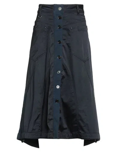 High Use Woman Midi Skirt Midnight Blue Size 12 Cotton, Rayon, Elastane In Blue